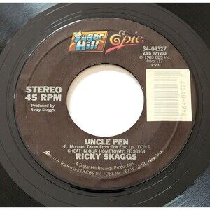 Ricky Scaggs Uncle Pen / I'm Head Over Heels In Love 45 RPM Sugar Hill VG+ '83